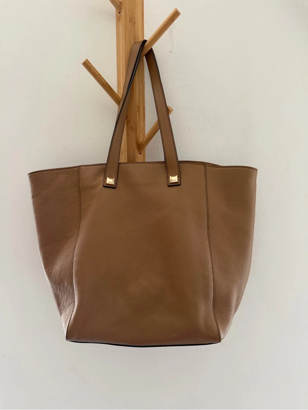 Furla Cognac Pebbled Leather Tote with Gold Accents - Picture 2 of 5
